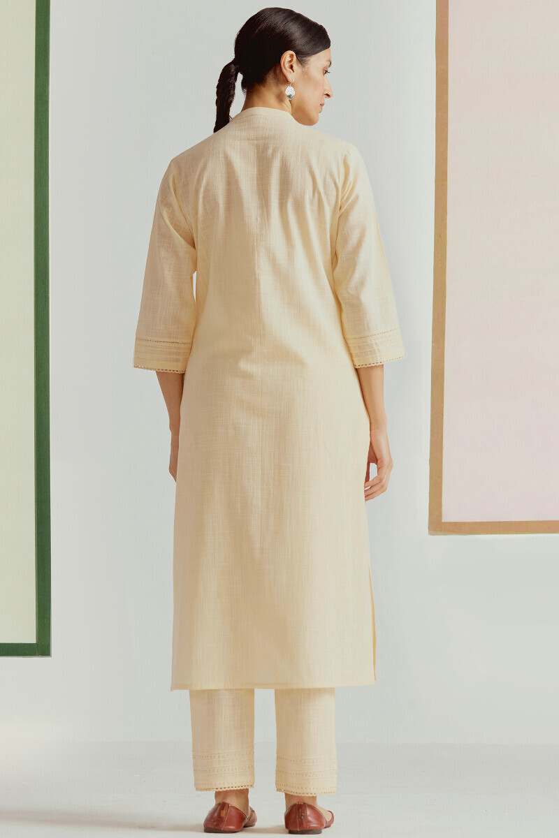 Cream Handcrafted Straight Gauze Slub Kurta