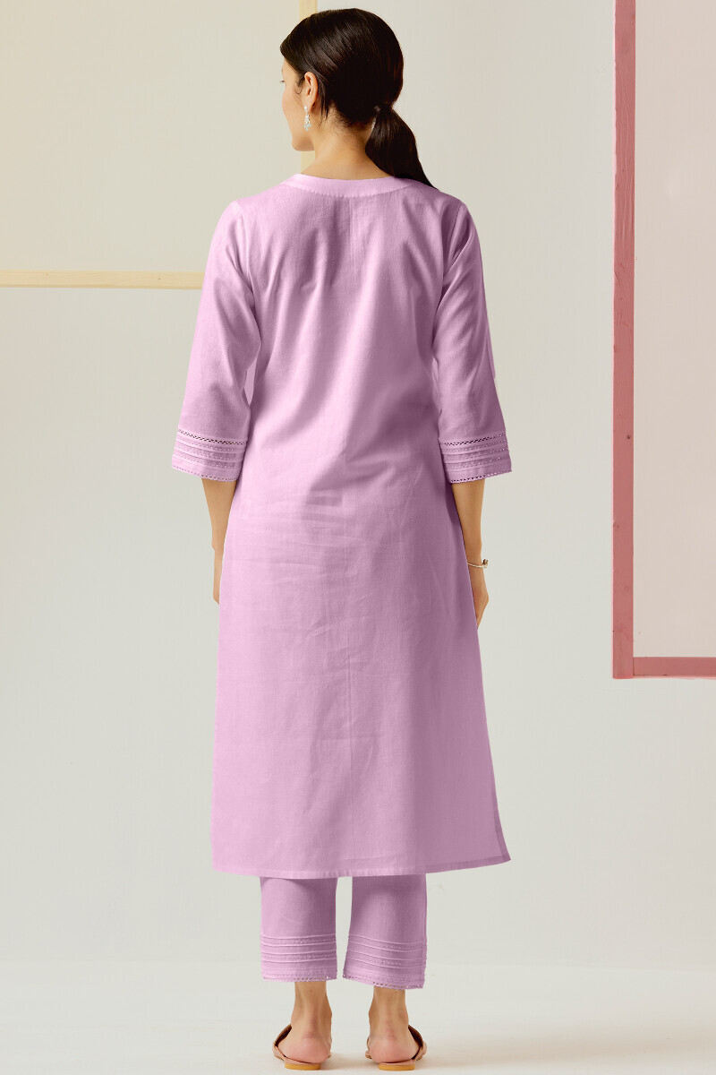 Purple Handcrafted Straight Gauze Slub Kurta
