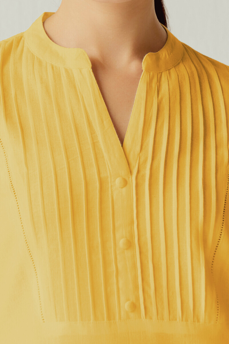 Yellow Handcrafted Straight Gauze Slub Kurta