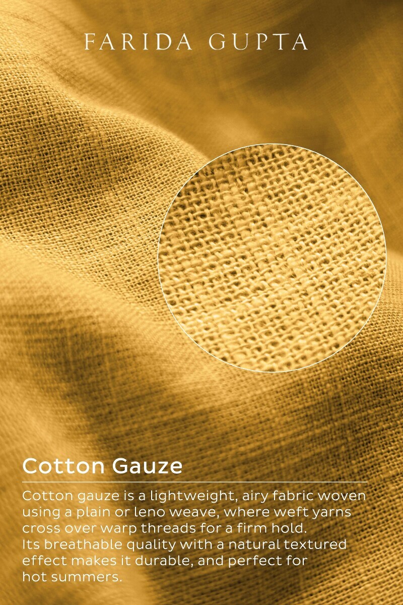 Yellow Handcrafted Straight Gauze Slub Kurta