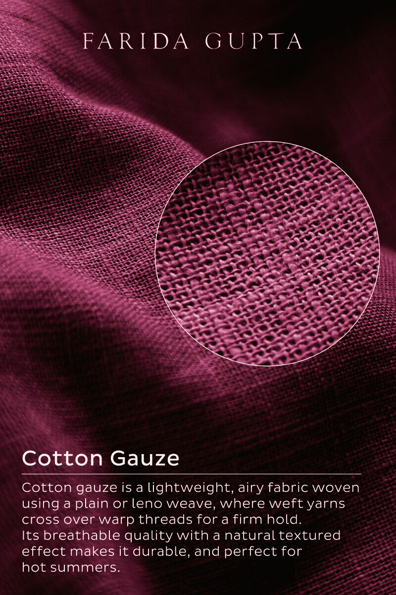 Purple Handcrafted Straight Gauze Slub Kurta