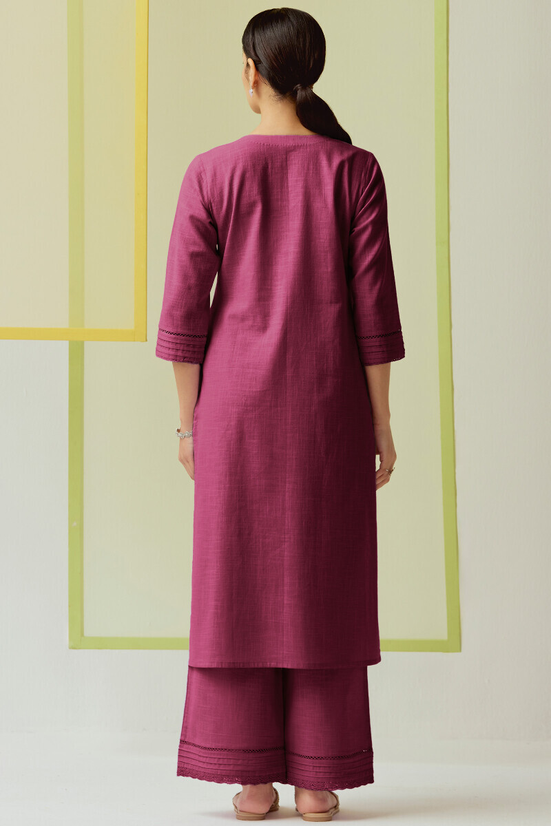 Purple Handcrafted Straight Gauze Slub Kurta