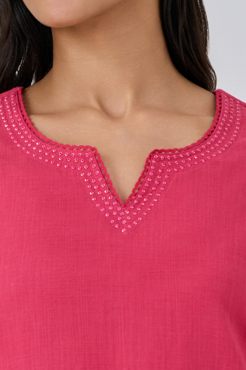 Pink Handcrafted Straight Gauze Slub Kurta