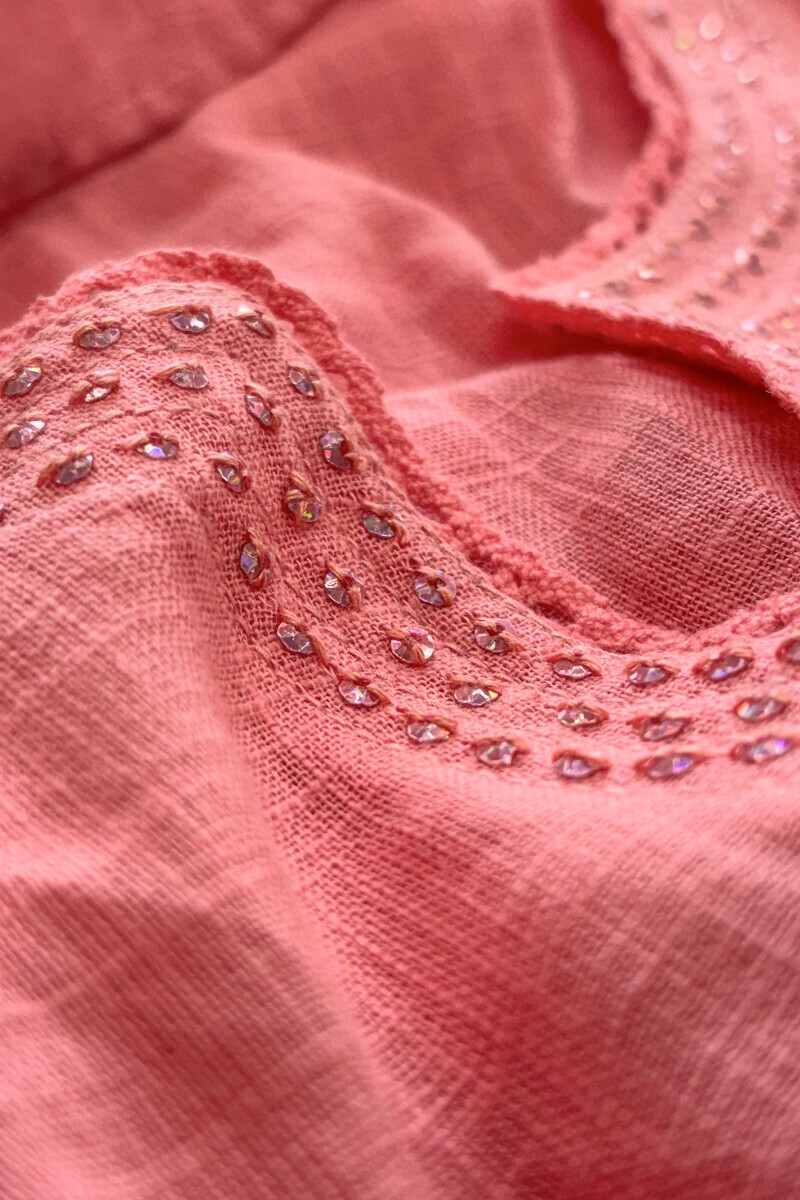Pink Handcrafted Straight Gauze Slub Kurta
