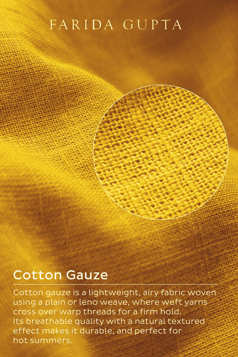 Yellow Handcrafted Straight Gauze Slub Kurta