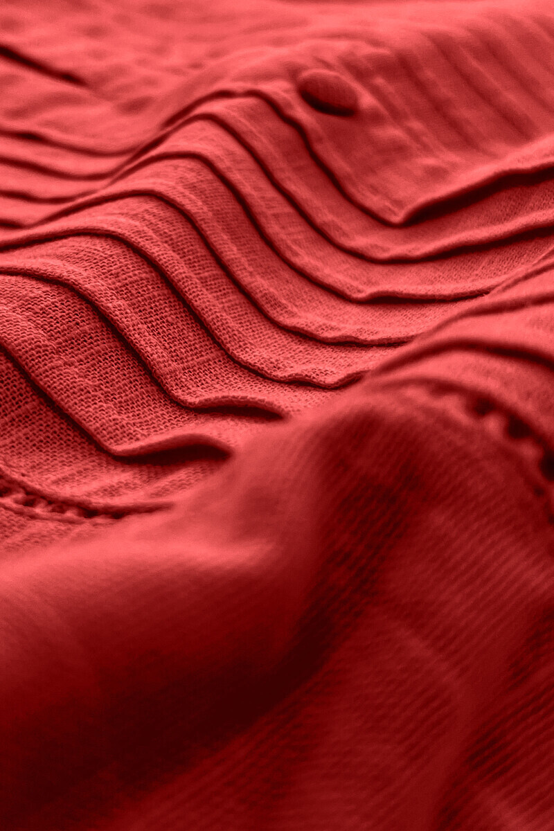 Red Handcrafted Straight Gauze Slub Kurta