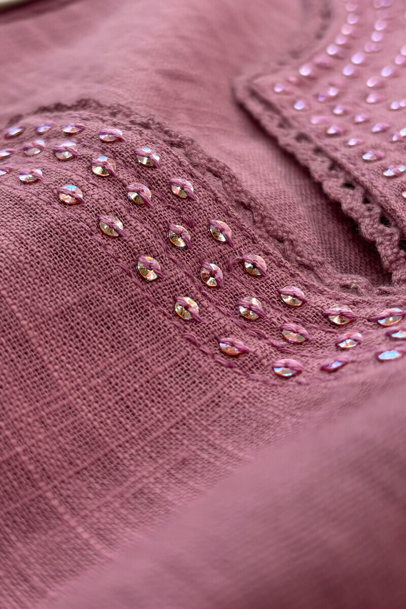 Mauve Handcrafted Straight Gauze Slub Kurta