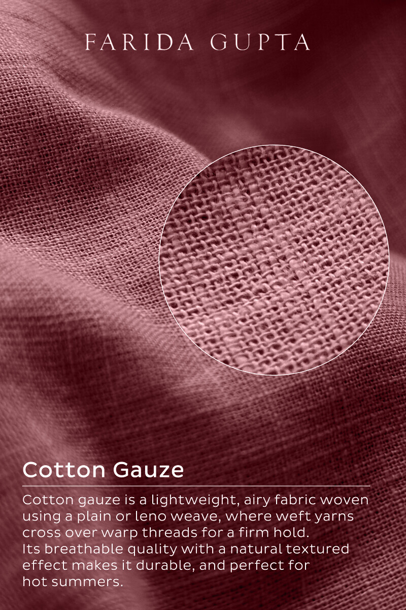 Mauve Handcrafted Straight Gauze Slub Kurta