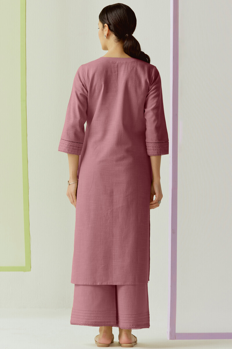 Mauve Handcrafted Straight Gauze Slub Kurta