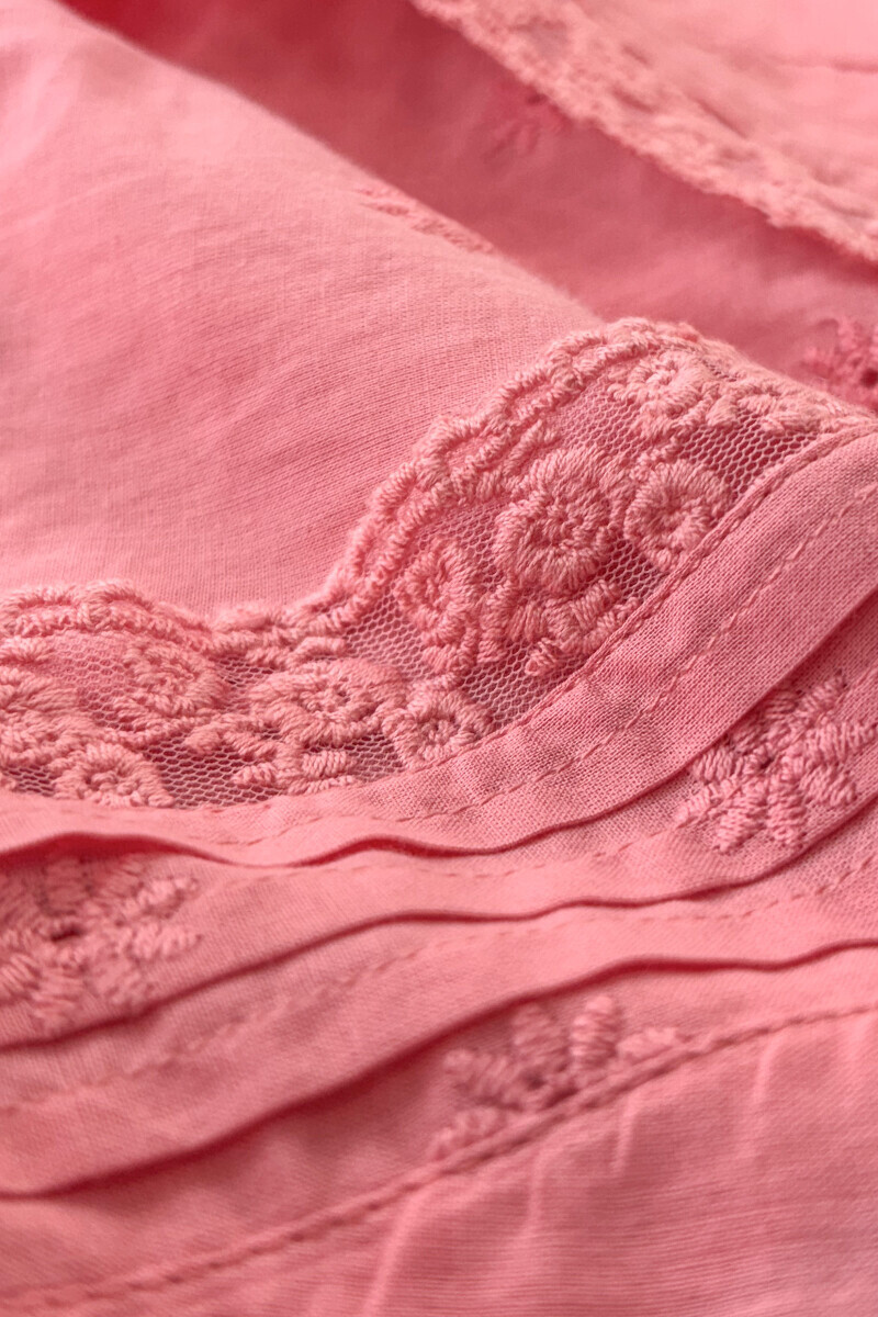 Pink Handcrafted Straight Cotton Kurta