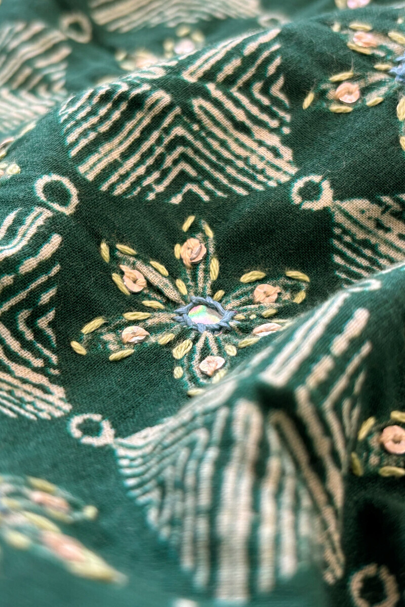 Green Printed Straight Cotton Kurta