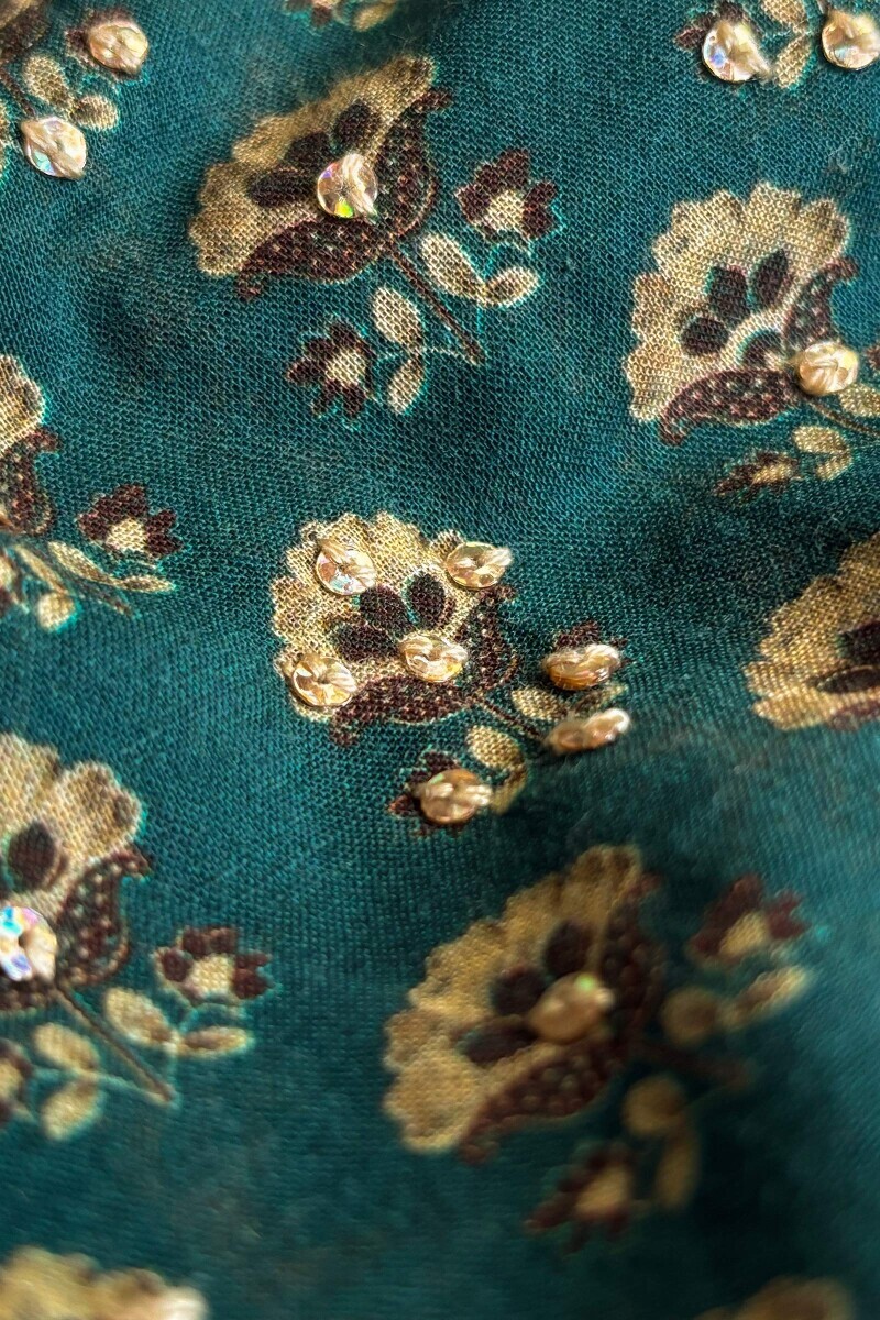 Green Printed Straight Cotton Kurta