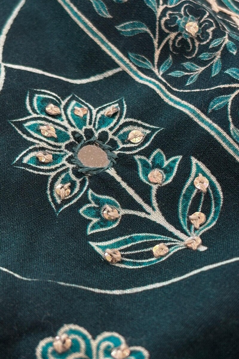 Blue Printed Straight Cotton Kurta