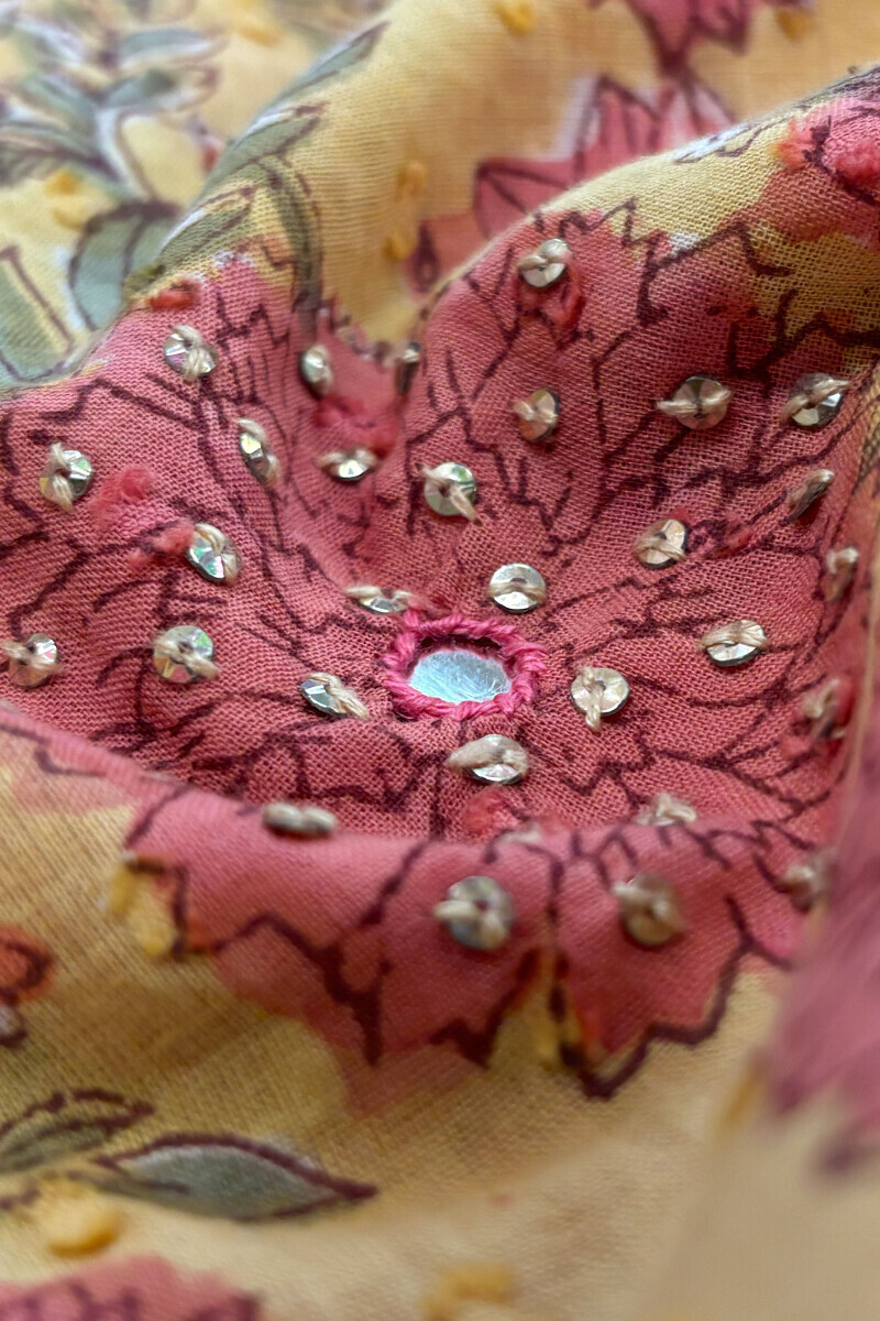 Yellow Hand Block Printed Straight Ram Buta Kurta