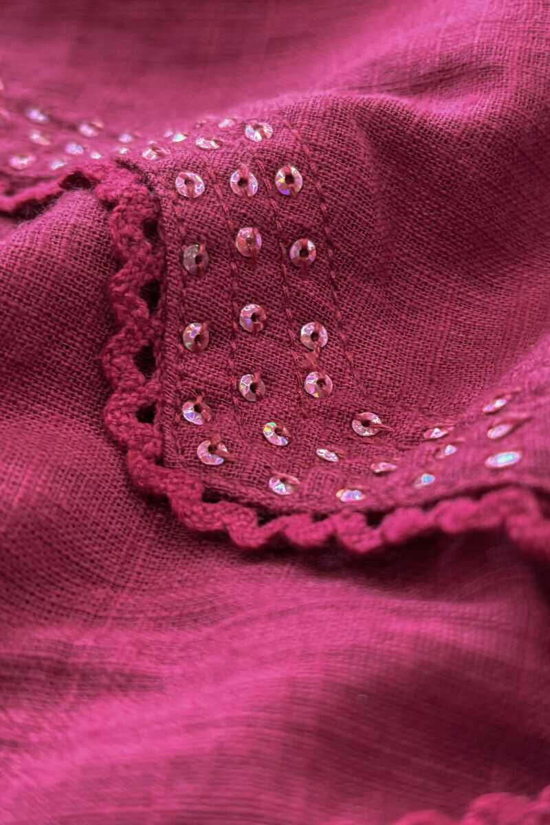 Maroon Handcrafted Straight Gauze Slub Kurta