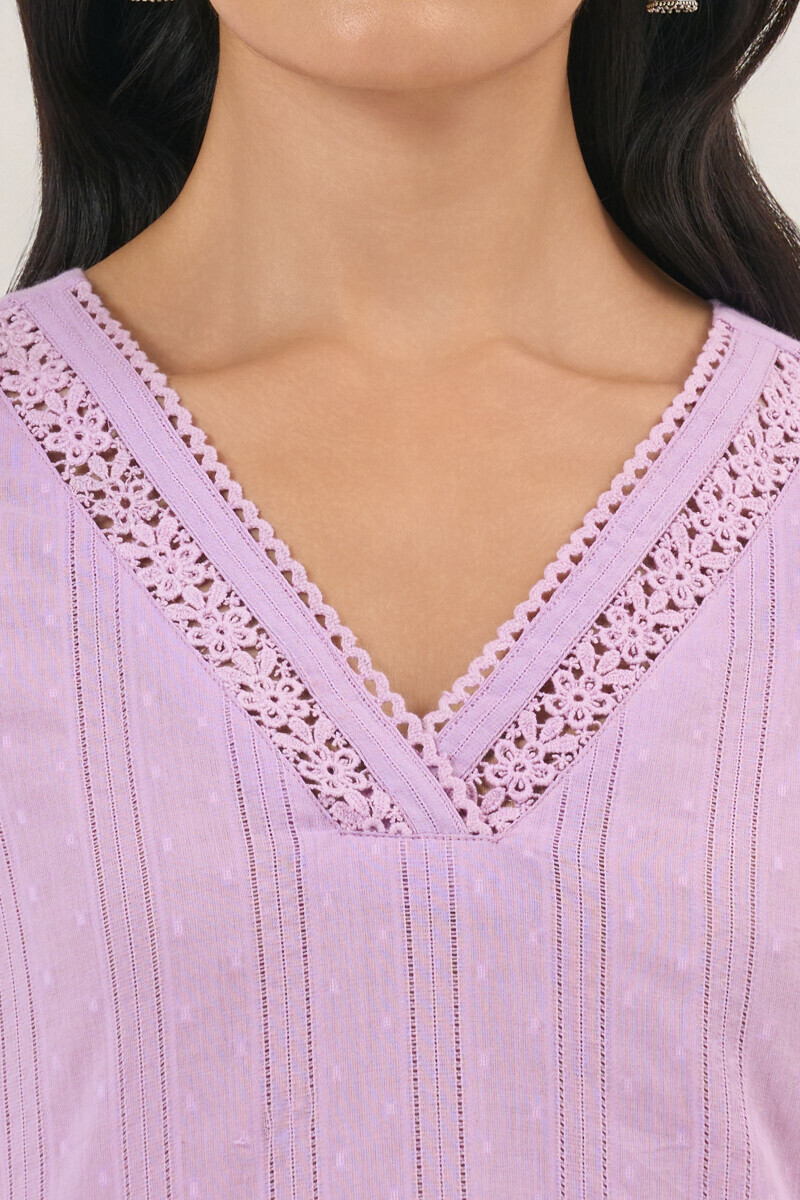 Purple Handcrafted Straight Ram Buta Kurta