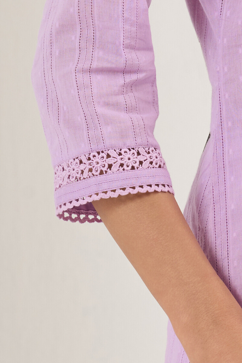 Purple Handcrafted Straight Ram Buta Kurta