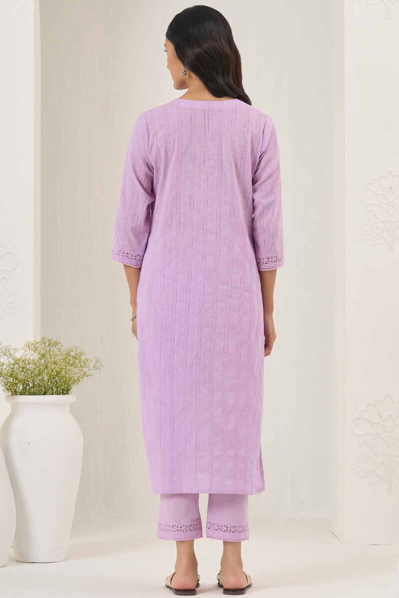 Purple Handcrafted Straight Ram Buta Kurta