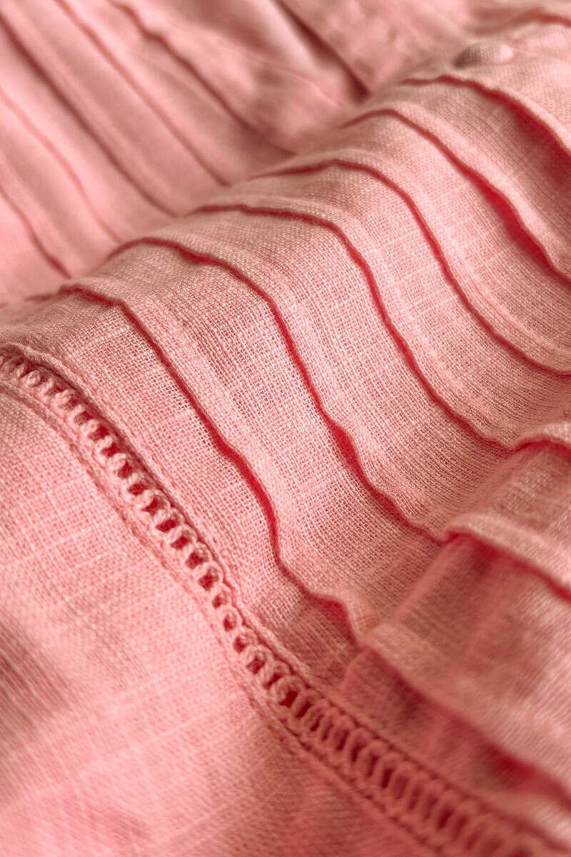 Pink Handcrafted Straight Gauze Slub Kurta