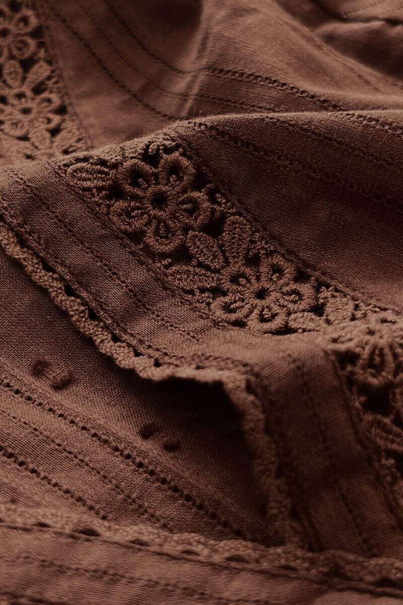 Brown Handcrafted Straight Ram Buta Kurta
