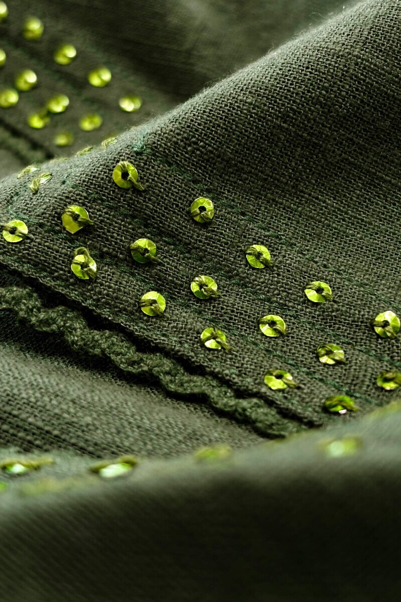 Green Handcrafted Straight Gauze Slub Kurta