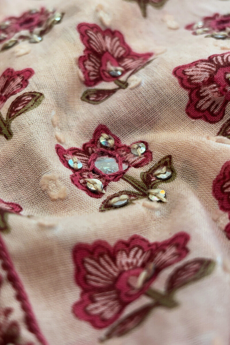 Pink Hand Printed A-Line Ram Buta Kurta