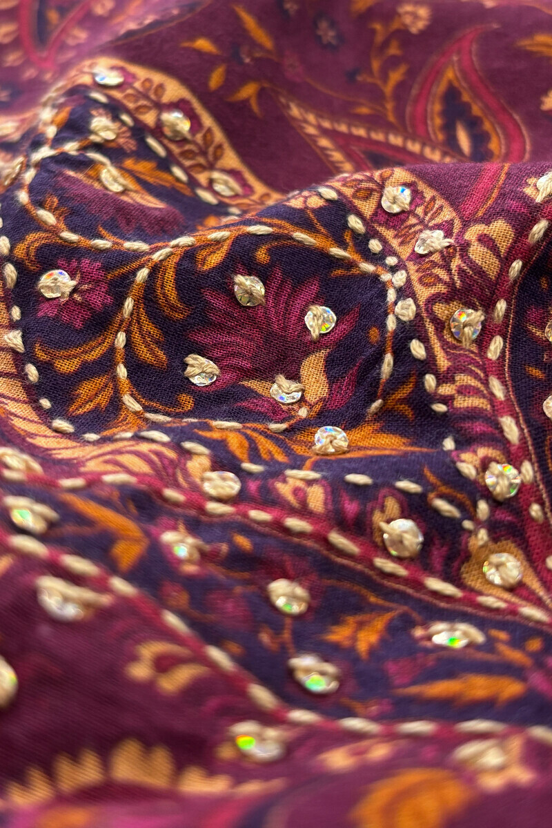 Purple Printed Straight Cotton Kurta
