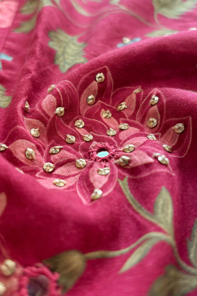 Pink Printed A-Line Cotton Kurta