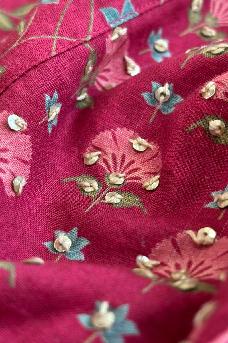 Pink Printed A-Line Cotton Kurta
