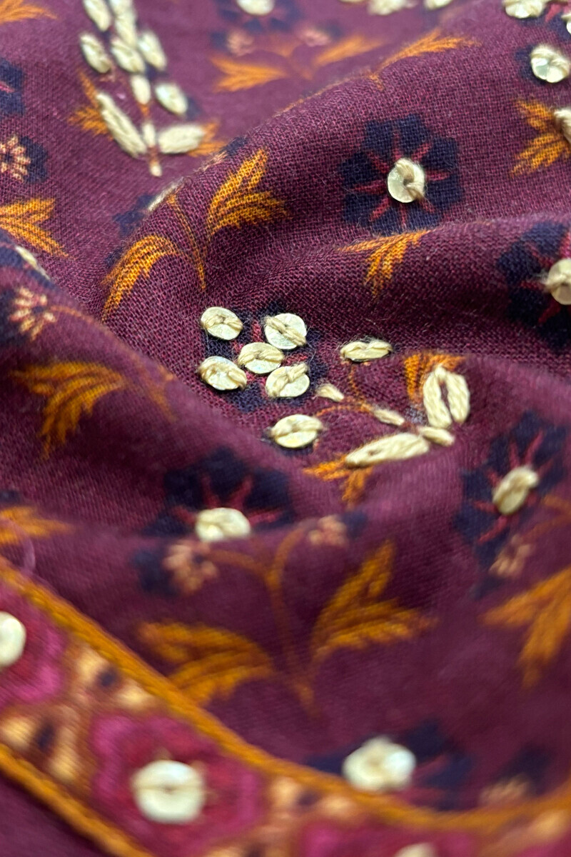 Purple Printed A-Line Cotton Kurta