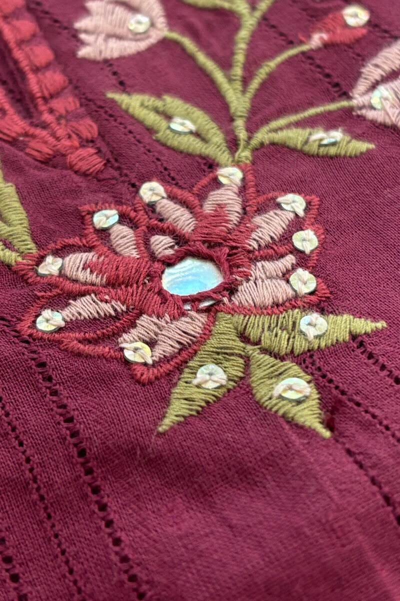 Purple Handcrafted Straight Ram Buta Kurta
