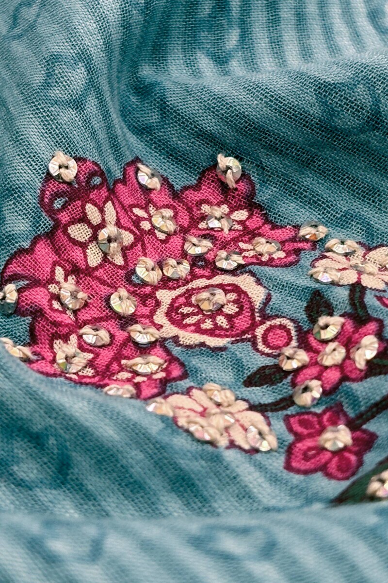 Blue Hand Printed Straight Cotton Dobby Kurta