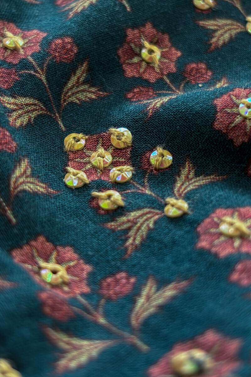 Blue Printed A-Line Cotton Kurta