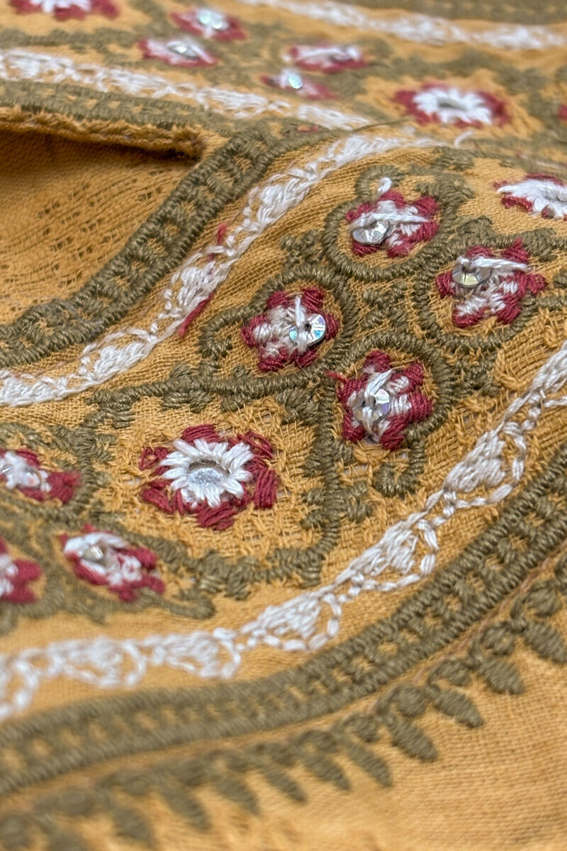 Mustard handcrafted Straight Cotton Dobby Kurta