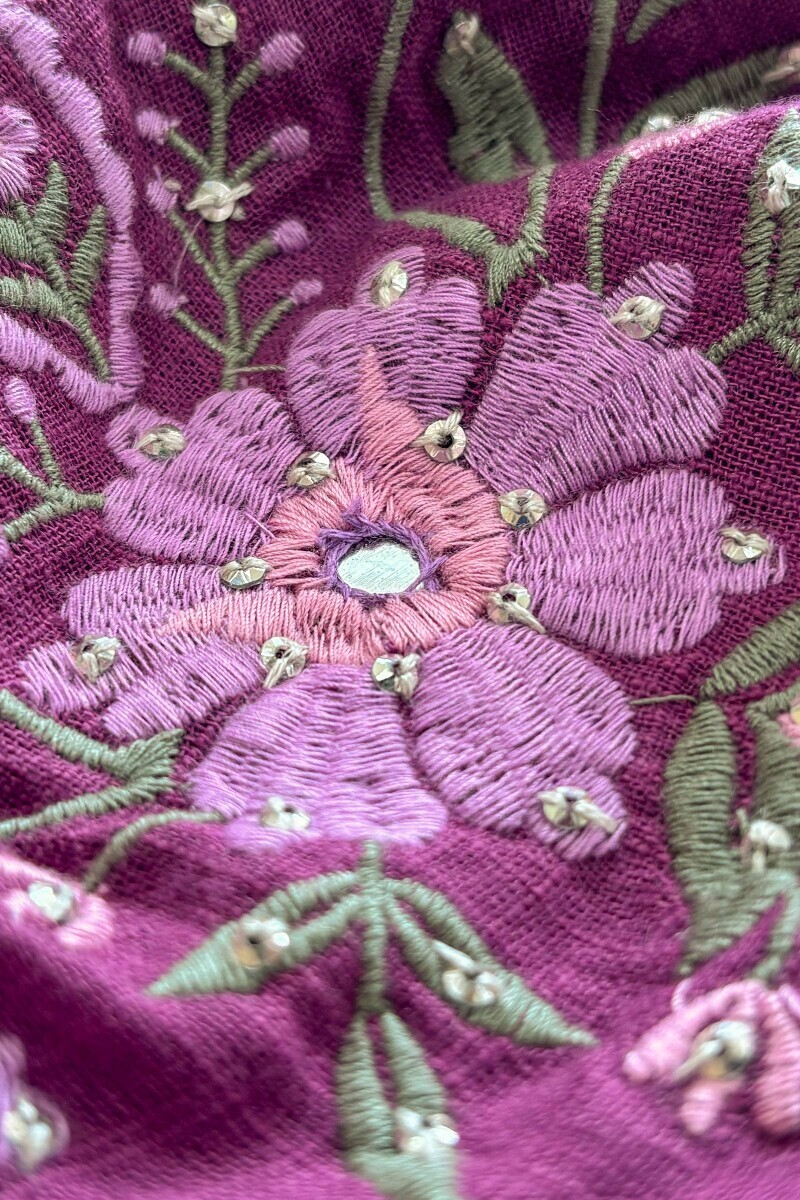 Purple Handcrafted Straight Gauze Slub Kurta