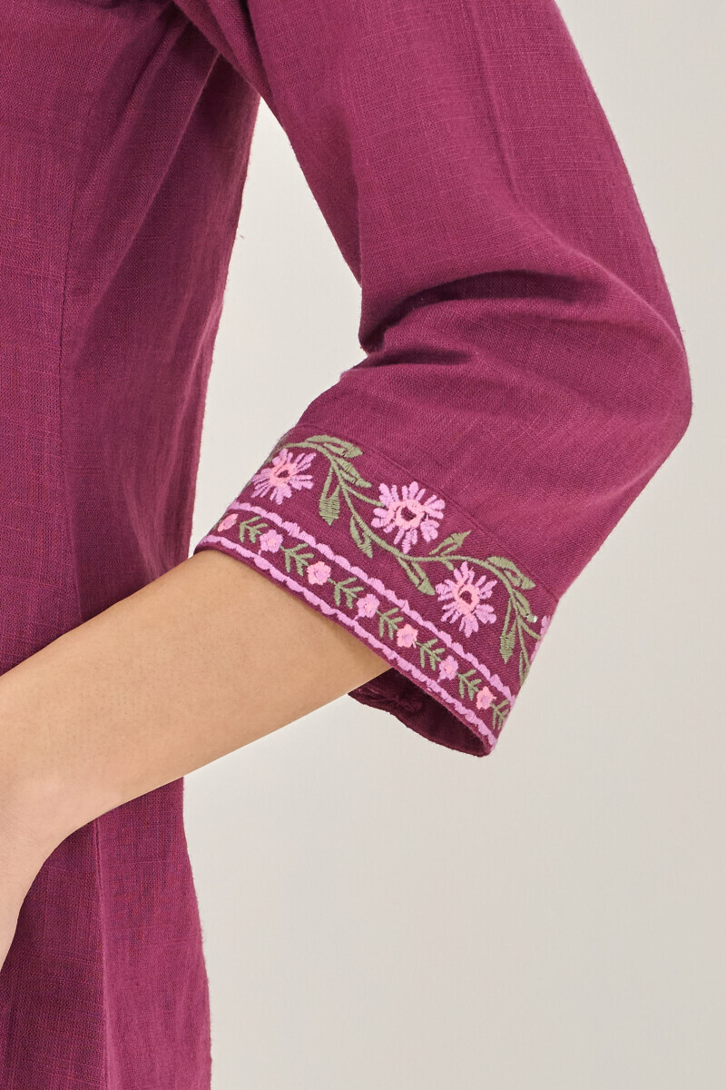 Purple Handcrafted Straight Gauze Slub Kurta
