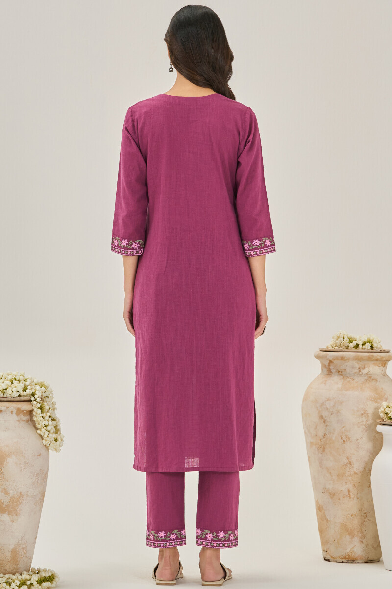 Purple Handcrafted Straight Gauze Slub Kurta