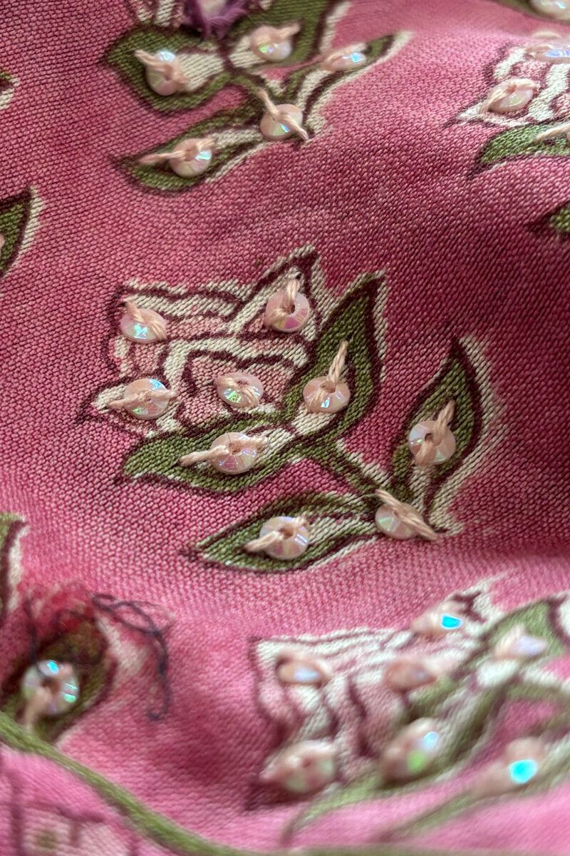 Pink Hand Block Printed A-Line Chanderi Kurta