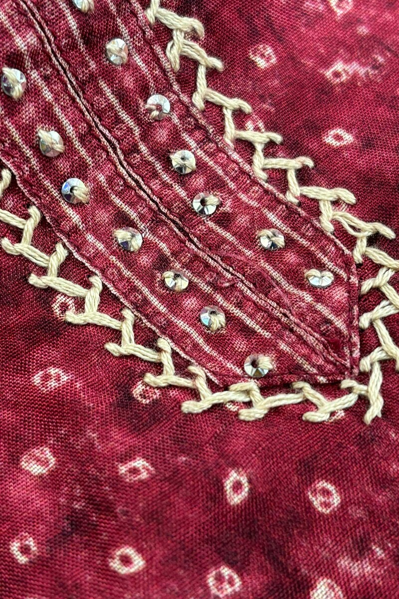 Maroon Printed A-Line Viscose Kurta