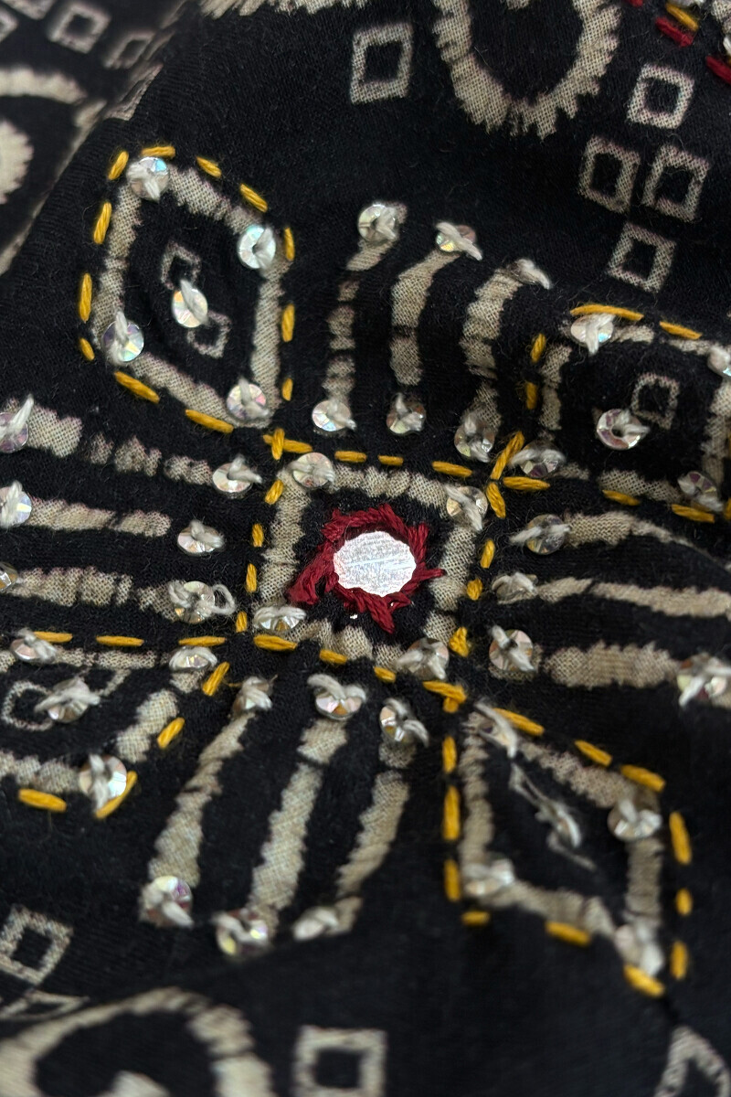 Black Printed A-Line Cotton Kurta