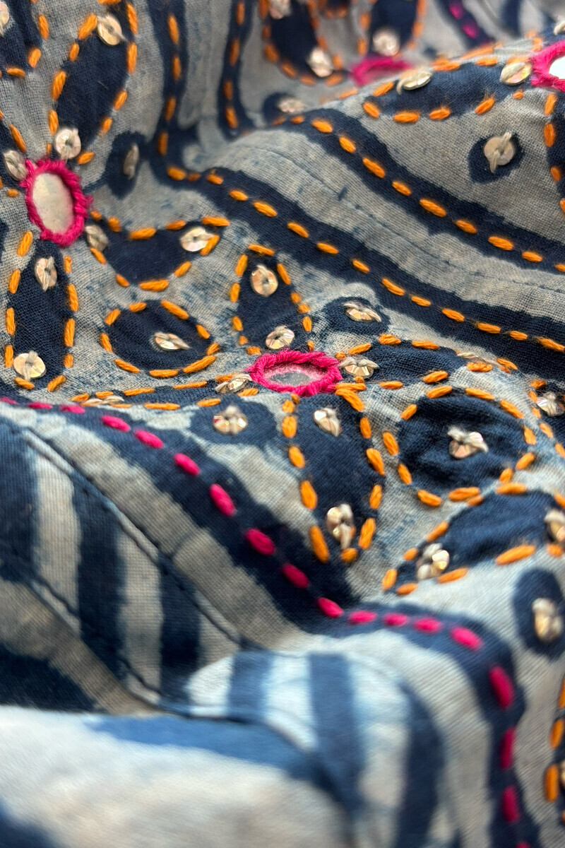 Indigo Hand Block Printed Straight Cotton Kurta