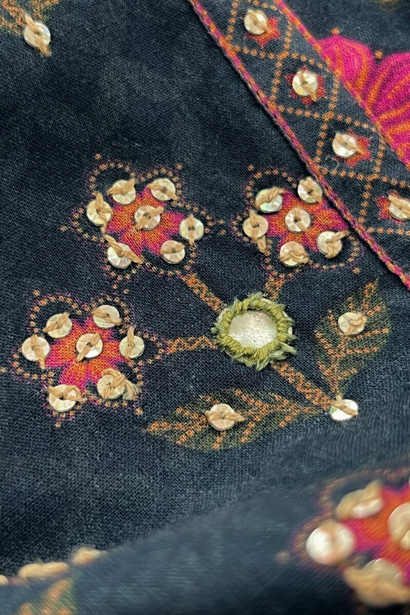 Navy Blue Printed A-Line Cotton Kurta