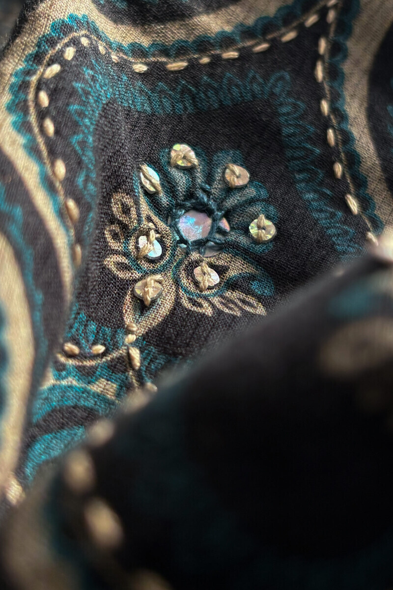 Black Printed A-Line Cotton Dobby Kurta