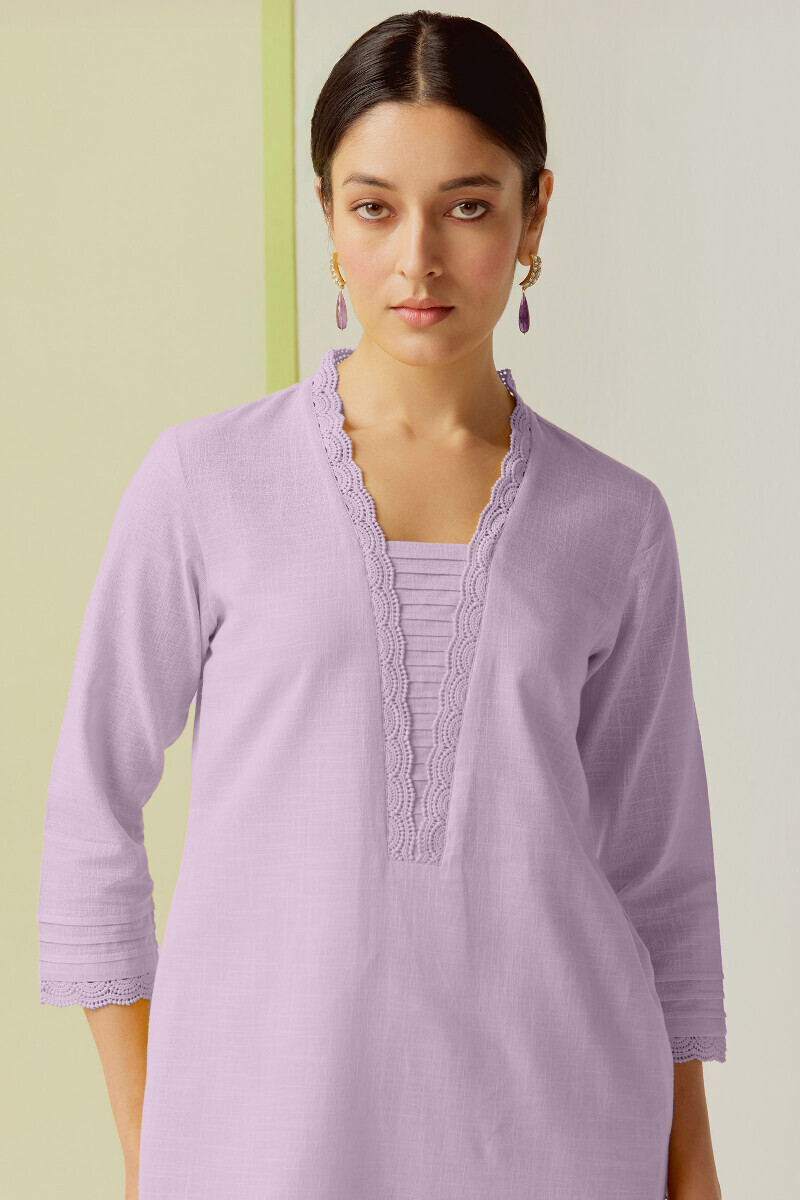 Purple Handcrafted Straight Gauze Slub Kurta