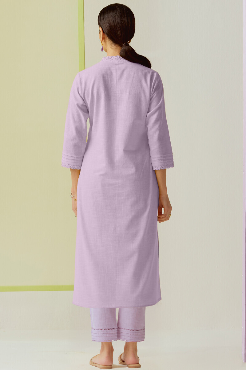 Purple Handcrafted Straight Gauze Slub Kurta