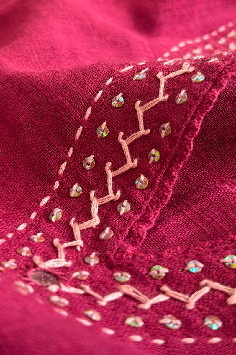 Pink Handcrafted Straight Gauze Slub Kurta