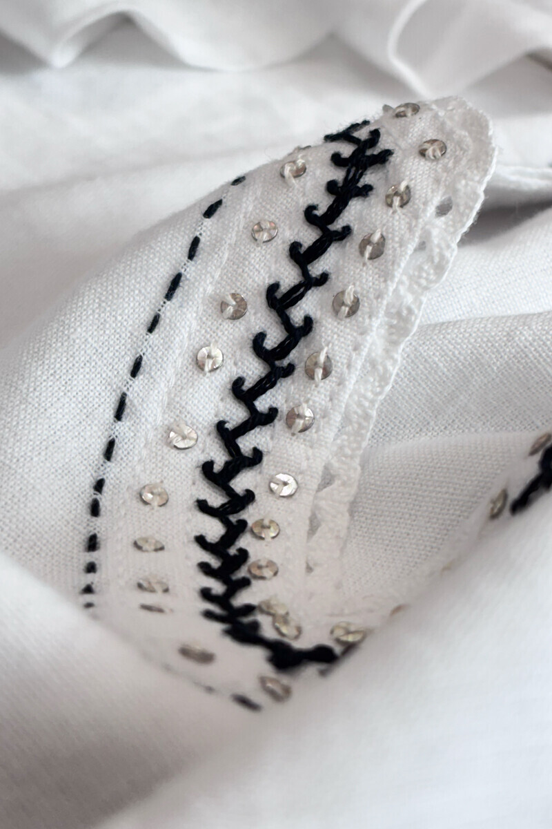White Handcrafted Straight Cotton Flax Kurta