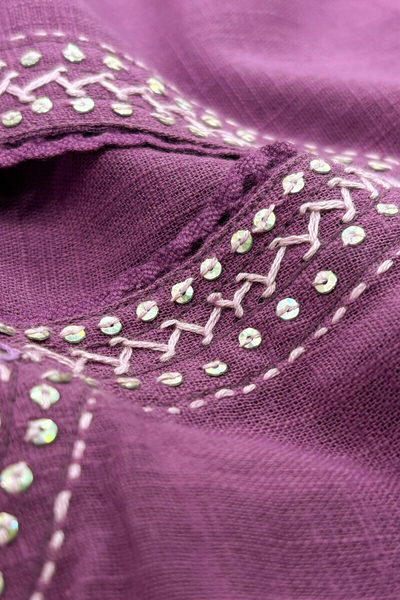 Purple Handcrafted Straight Gauze Slub Kurta