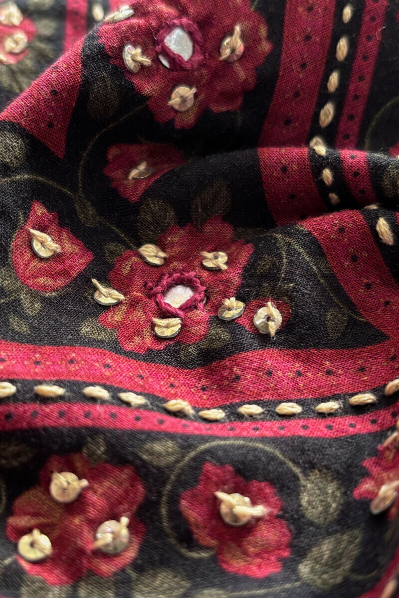 Black Printed A-Line Cotton Kurta