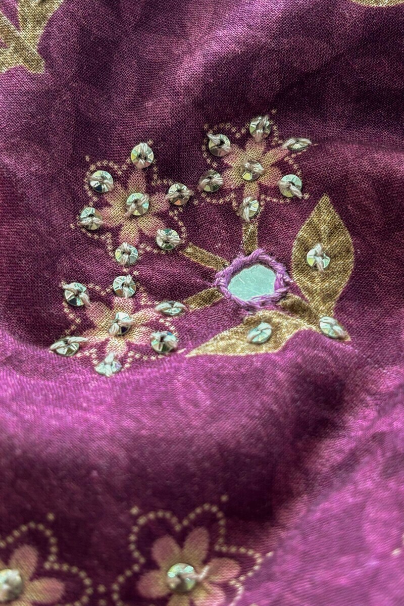 Purple Printed Straight Cotton Kurta